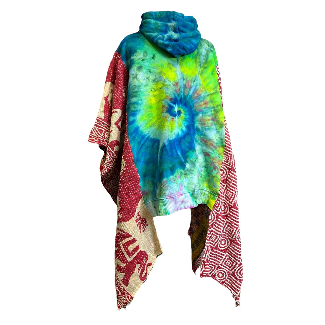 Salsation最新作ウェアShawl withOpening Tie-Dye Kantha Hooded Tie Dye Poncho | SOUL SHINE x MOUNTAIN GIRL CLOTHING
