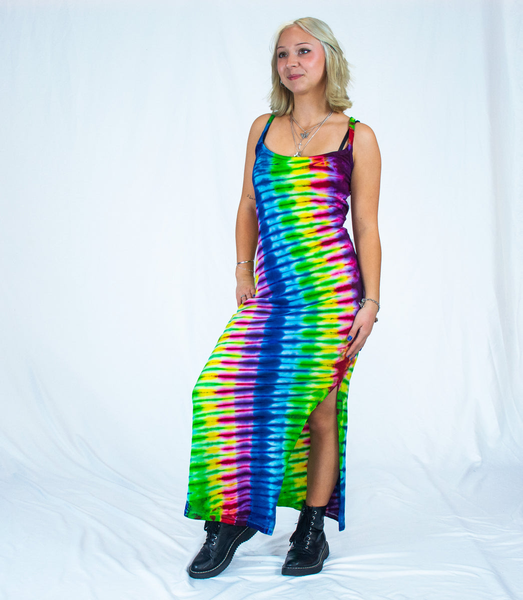 rainbow pastel maxi dress Pastel Rainbow Maxi Dress With Halter Neck